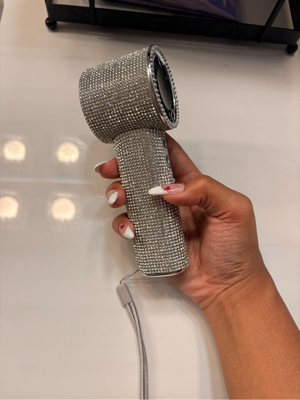 Customized Silver Rhinestone Handheld Fan - Picture 4 of 4